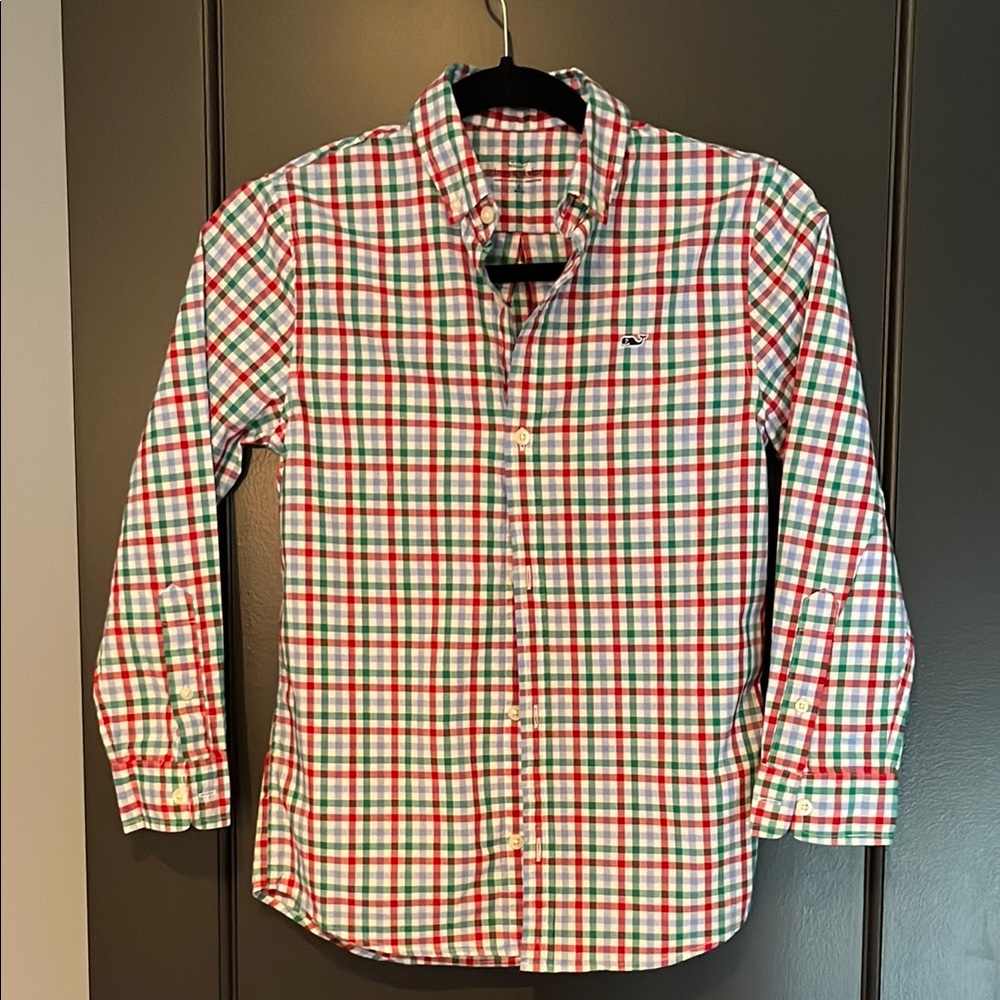 Vineyard Vines Red and Green Plaid Button Down Shirt